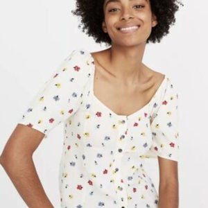 Madewell Floral Button-Front Blouse - White Multi